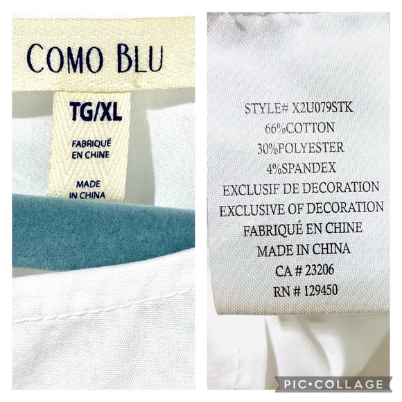 Como Blue White Embroidered Floral Top  XL - Picture 4 of 4